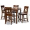 Baxton Studio Verina Grey Upholstered Walnut Brown Finished 5-Piece Wood Pub Set 172-9891-10903 - alternate 2